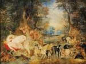 Satyrs Observing Diana's Sleeping Nymphs by Jan The Elder Brueghel