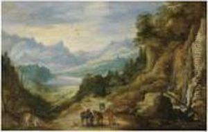 A Distant Mountainous Landscape With Cavaliers