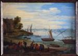 Personajes En La Playa. by Jan The Elder Brueghel