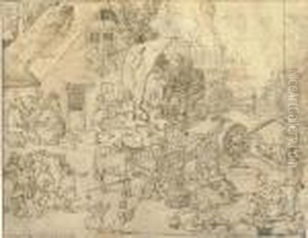 A Village Festival With Peasants Dancing - view 1