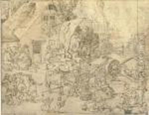 A Village Festival With Peasants Dancing by Jan The Elder Brueghel