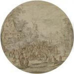 St. Martin Dividing His Cloak With Beggars by Jan The Elder Brueghel