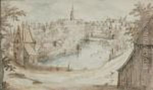 View Of A City With Canal by Jan The Elder Brueghel