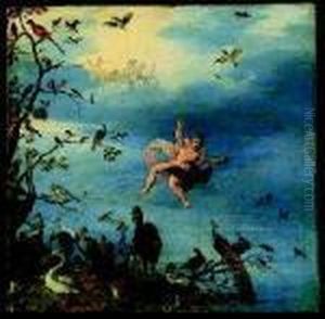 The Element Of Air, Ganymede Carried Aloft By Jupiter Disguised Asan by Jan The Elder Brueghel