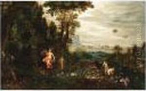 An Allegory Of Air And Water, A Scene With Neptune And Amphitrite In The Background by Jan The Elder Brueghel