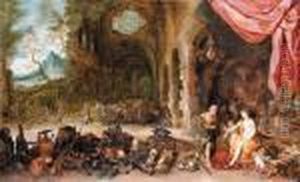 Venus At The Forge Of Vulcan by Jan The Elder Brueghel