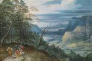 A Wide River Valley With Travellers by Jan Brueghel the Younger