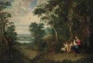 A Wooded Landscape With The Virgin And Child by Jan Brueghel the Younger