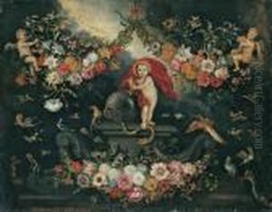 Christus Als Salvatormundi Mit Blumenfestons by Jan Brueghel the Younger