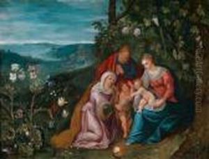 Die Heilige Familie Mitelisabeth Und Johannes In Einer Landschaft