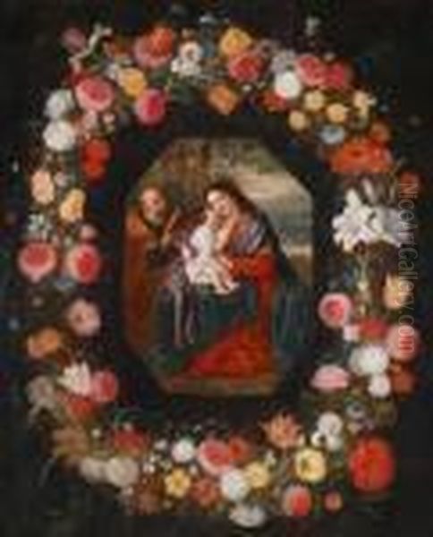 Die Heiligefamilie In Einem Blumenkranz - view 1
