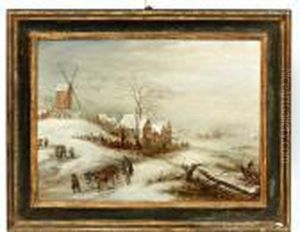 Winters Landschap Met Hofstede En Windmolen Winters Landschap Met Hofstede En Windmolen