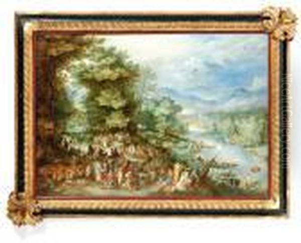 Feestend En Jagend Gezelschap Aan De Oever Van Een Rivier - view 1