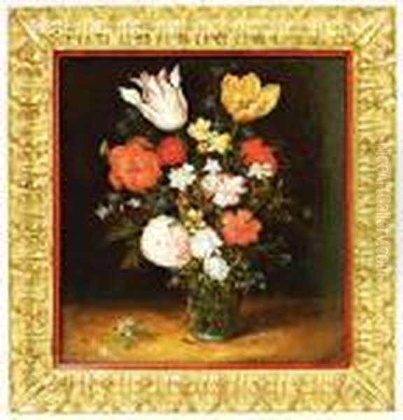 Rozen, Tulpen En Andere Bloemen In Een Roemer - view 1