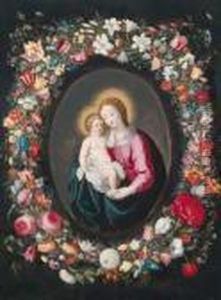 Ein Medaillon Mit Der Madonna Und Dem Christusknaben Ein Medaillon Mit Der Madonna Und Dem Christusknaben