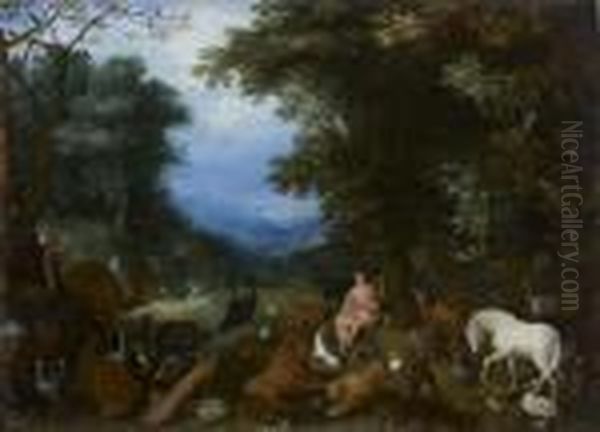 Paysage De Paradis Avec Orphee Charmant Les Animaux - view 1