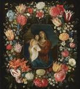 Madonna Mit Kind Im Blumenkranz