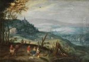 Hugellandschaft Mit Hausergruppe by Jan Brueghel the Younger