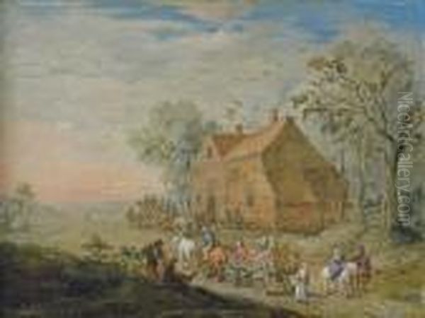 A Landscape With Travellers In A Cart By An Inn - view 1