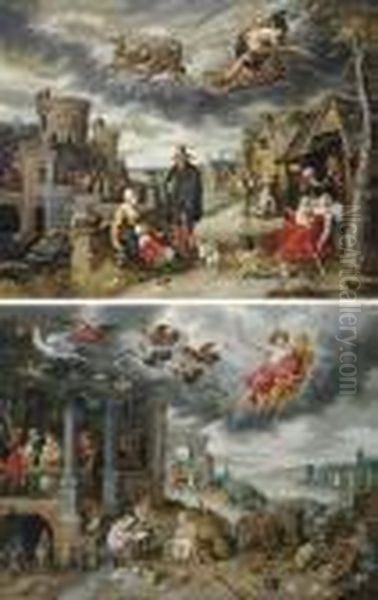 Saturn Eating One Of His
Children, With The Children Of The Planet Saturn Below; And Mercury,
With The Children Of The Planet Mercury Below - view 1