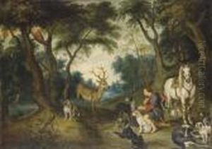 The Vision Of Saint Hubert by Jan Brueghel the Younger