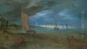A View Of The Scheldt With Antwerp Beyond by Jan Brueghel the Younger