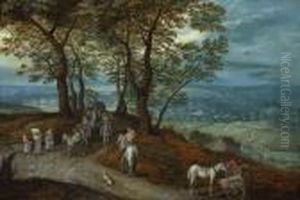 Reisende Auf Einer Anhohe. by Jan Brueghel the Younger