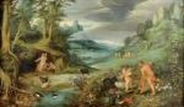 Le Paradis Perdu Ou Les Travaux De La Terre : Adam Labourant Et Eve Filant - view 1