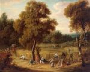 Contadini Che Raccolgono Il Grano by Jan Brueghel the Younger