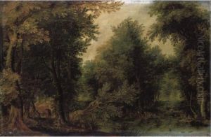 A Wooded Landscape With Travellers by Jan Brueghel the Younger
