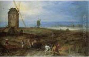 An Open Landscape With Travellers Before A Windmill by Jan Brueghel the Younger