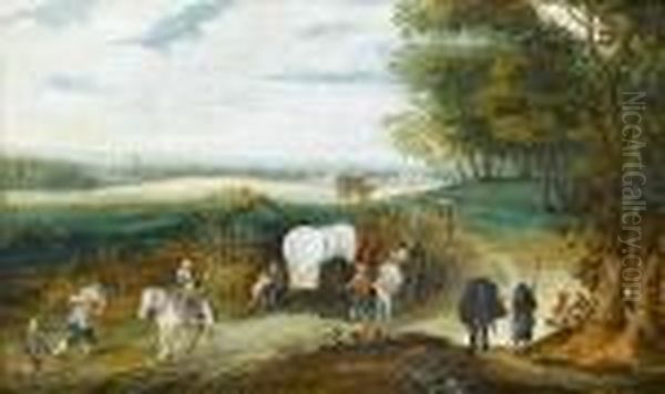 A Wooded Landscape With Travellers On A Country Path - view 1
