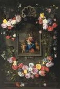 The Madonna And Child With Saint John The Baptist by Jan Brueghel the Younger