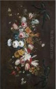 A Swag Of Roses, Tulips, Lilies, Irises, Honeysuckle And Various Other Flowers by Jan Brueghel the Younger