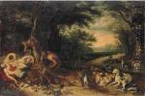 Diana And Her Nymphs Sleeping With Satyrs Approaching - view 1