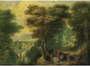Landscape With Travelers Along A Forrest Path by Jan Brueghel the Younger