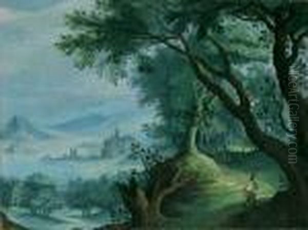 Waldlandschaft Mit Fluss Im Tal.
Ol Auf Kupfer. H 20; B 27 Cm. Gutachten K. Ertz. Provenienz:
Suddeutsche Privatsammlung. Das Bislang Immer In Privatbesitz Gewesene
Und Daher Unbekannte Gemalde Kann Als Eine Qualitatvolle Bereicherung
Dem Umfangre - view 1