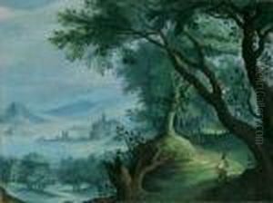 Waldlandschaft Mit Fluss Im Tal.
 Ol Auf Kupfer. H 20; B 27 Cm. Gutachten K. Ertz. Provenienz: 
Suddeutsche Privatsammlung. Das Bislang Immer In Privatbesitz Gewesene 
Und Daher Unbekannte Gemalde Kann Als Eine Qualitatvolle Bereicherung 
Dem Umfangre by Jan Brueghel the Younger