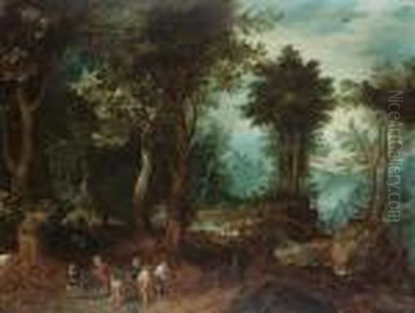 A Wooded Landscape With Abraham And Isaac - view 1