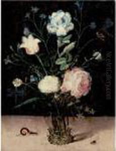 Still Life Of Flowers In A Glass Vase by Jan Brueghel the Younger