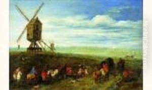 Paysage Au Moulin Avec Des Cavaliers by Jan Brueghel the Younger