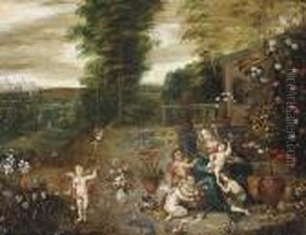 The Madonna And Child Seated In A Garden With The Infant Saint Johnthe Baptist And Putti - view 1