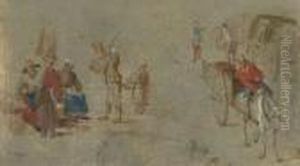 Study Of Peasants And Horsecarts by Jan Brueghel the Younger