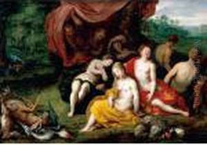 Landscape With Satyrs Spying On Diana And Her Nymphs by Jan Brueghel the Younger