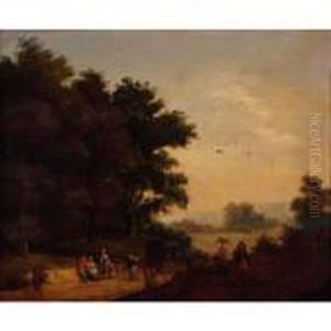 A Landscape With Travellers On A Path by Jan Brueghel the Younger