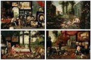 Allegories Of Sight, Touch, Taste And Smell by Jan Brueghel the Younger
