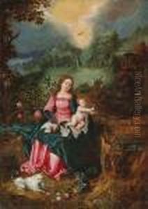 The Virgin And Child In A 
Landscape With The Annunciation To Theshepherds In The Background