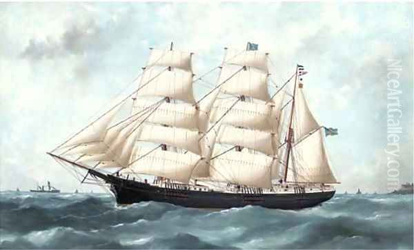 The Swedish barque Wakefield running out of Le Havre - view 1