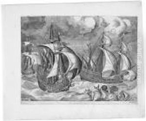 Drei Schiffe In Einem Aufziehenden Sturm by Pieter The Elder Brueghel