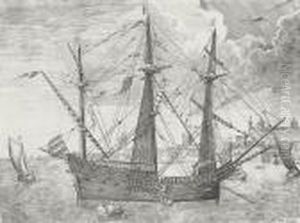 Man Of War At Anchor To The Right A Town; And Three Men
Of War Before A Water-fortress by Pieter The Elder Brueghel